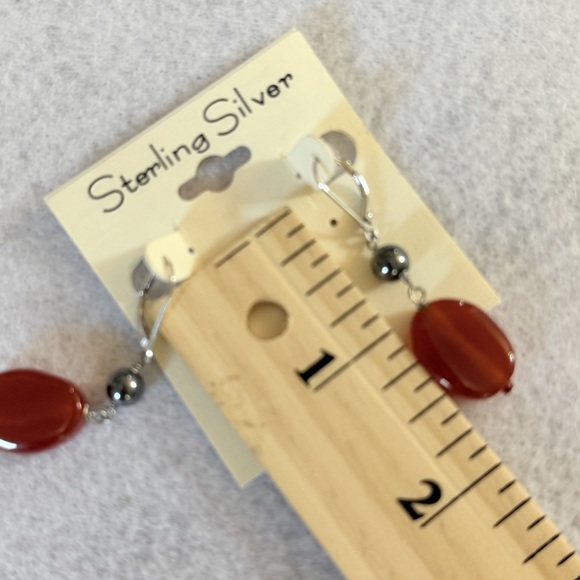 Carnelian drop earrings Sterling Silver Earrings new with tags earrings - Picture 2 of 4